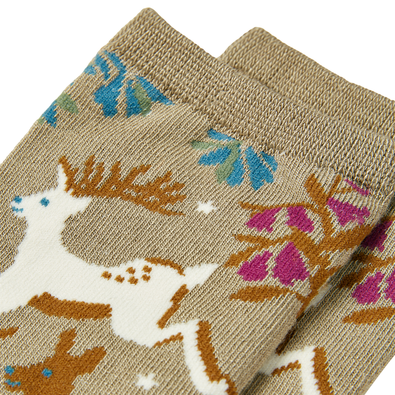 Joules Excellent Everyday Pair Of Socks - Cream Woodland-2